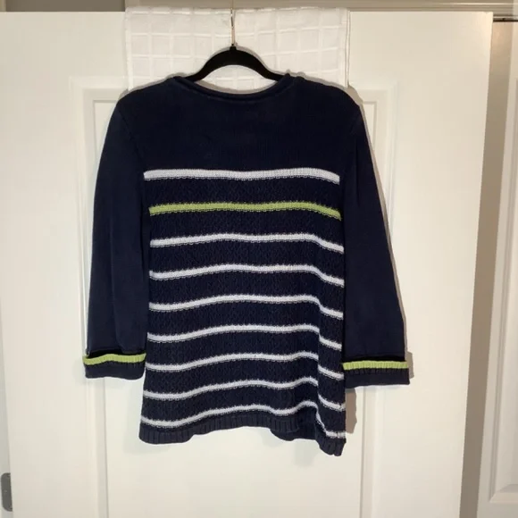 Christopher Banks Ladies Pullover Sweater Blue/Green/White Size M - Picture 2 of 5
